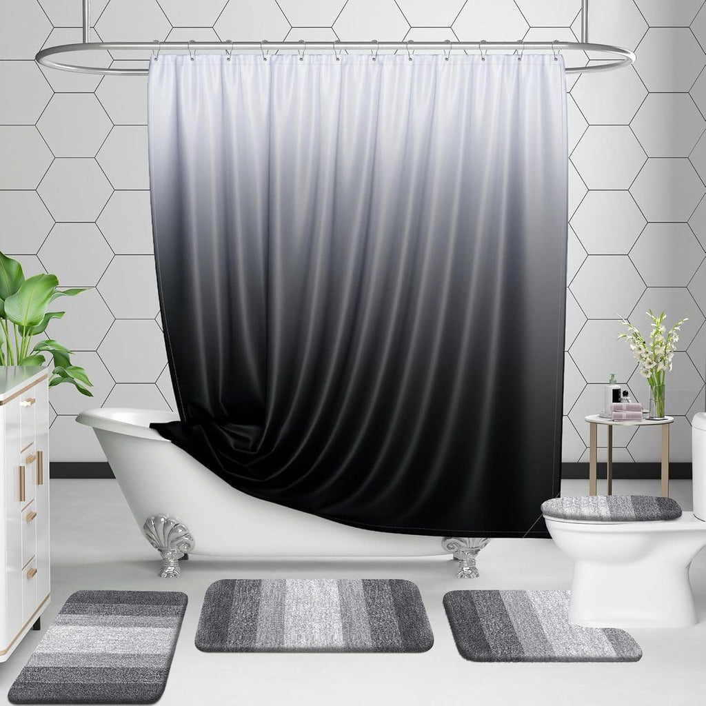 2 Piece Bath Mat Set with Toilet Mat, Absorbent Non Slip Microfiber Bathroom Rug, Grey