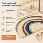 Cute Rainbow Bath Mat, Soft Non-Slip Absorbent Faux Cashmere Bathroom Rug for Toilet and Hallway, Beige, 40x60 cm