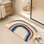 Cute Rainbow Bath Mat, Soft Non-Slip Absorbent Faux Cashmere Bathroom Rug for Toilet and Hallway, Beige, 40x60 cm