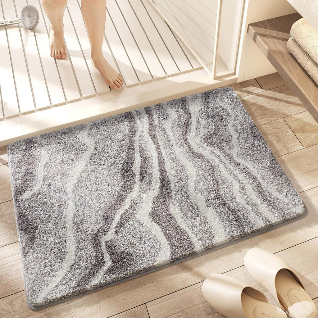 Bath Mat Non-Slip Extra Soft Water Absorbent Machine Washable Shower Rug for Bathroom, 40 x 60 cm, Grey
