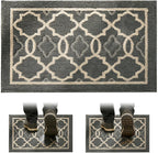 Door Mat Non Slip Washable Absorbent Entryway Rug for Home Garage Kitchen Laundry Room, Dark Grey, 50 x 80 cm