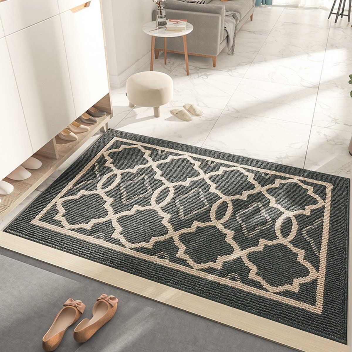 Door Mat Non Slip Washable Absorbent Entryway Rug for Home Garage Kitchen Laundry Room, Dark Grey, 50 x 80 cm