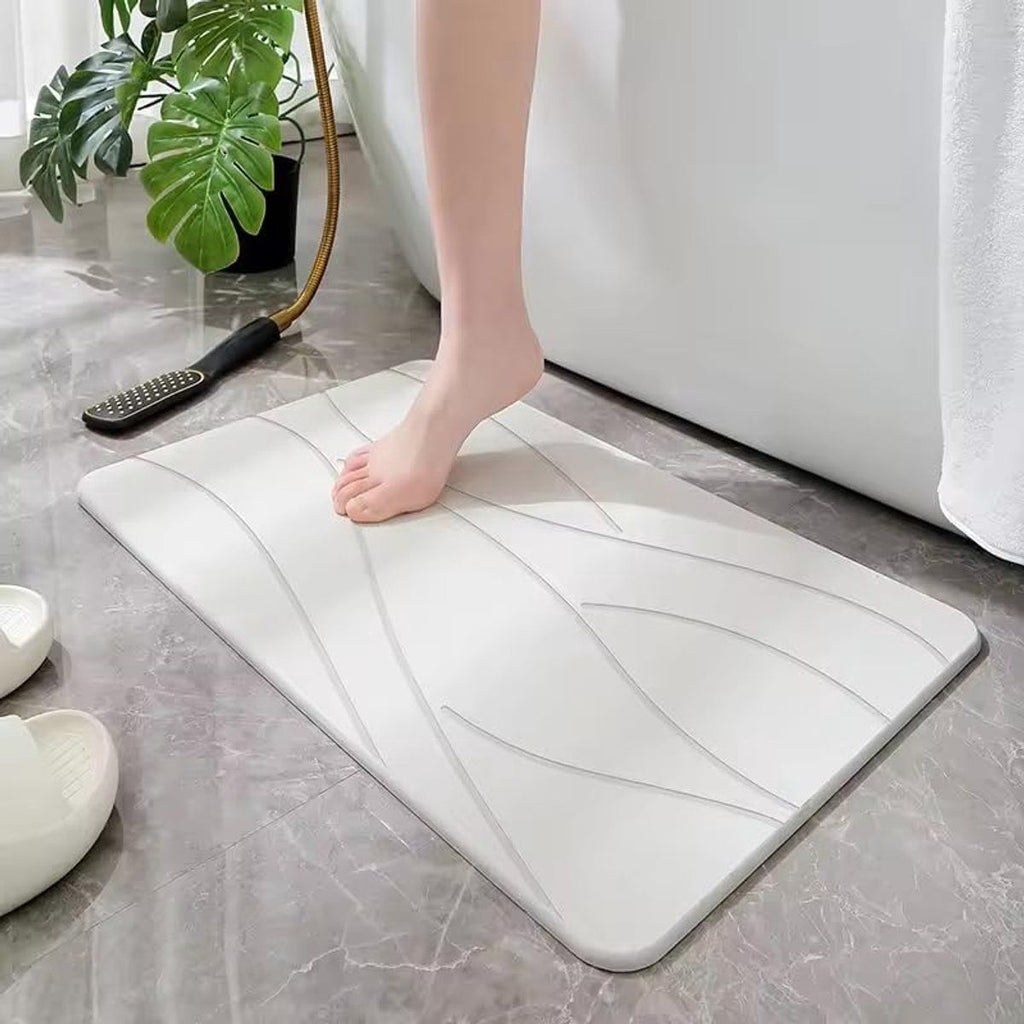 Diatoearth Bath Mat Quick Drying Non Slip Super Absorbent for Bathroom Shower, 40x30 cm White