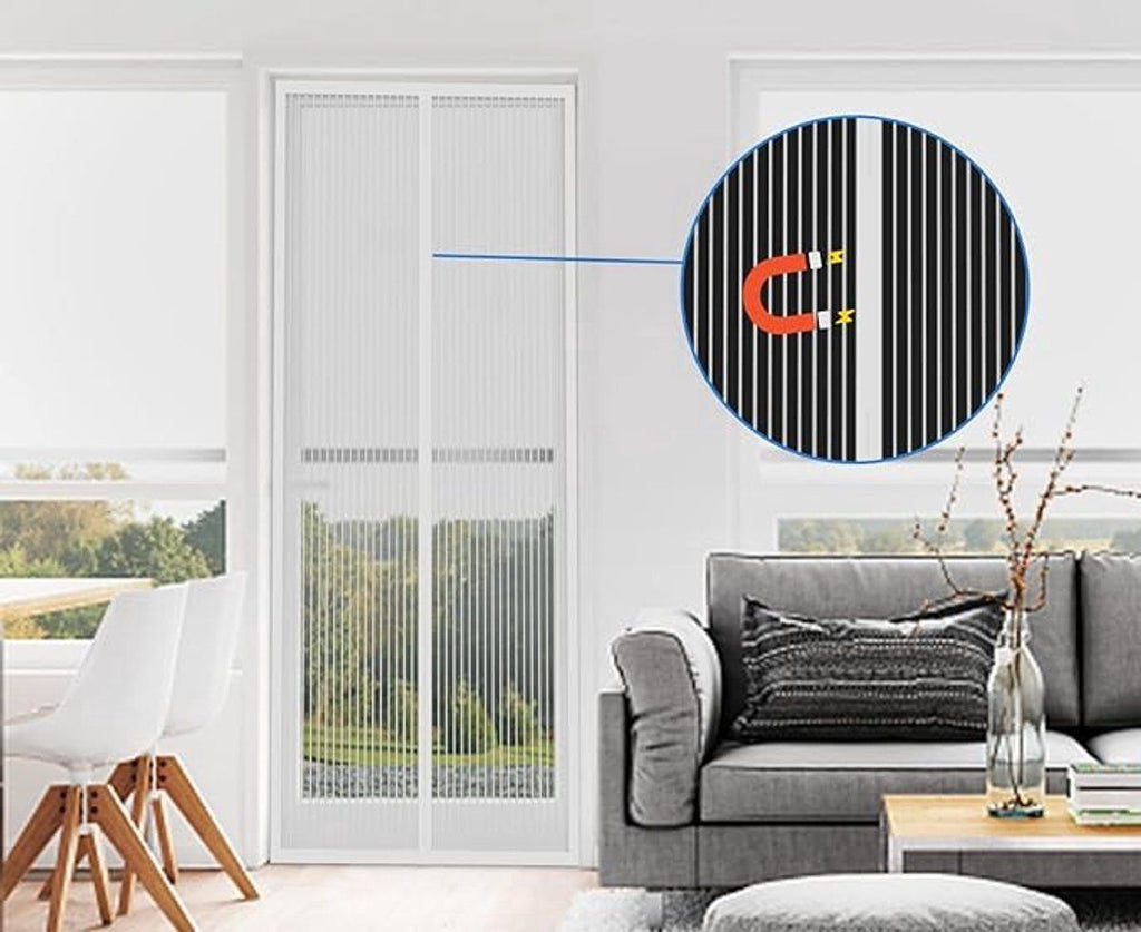 Magnetic Insect Screen Curtain Anti Fly Mesh for Door Window Sliding Patio No Drilling Required White, 120 x 210 cm