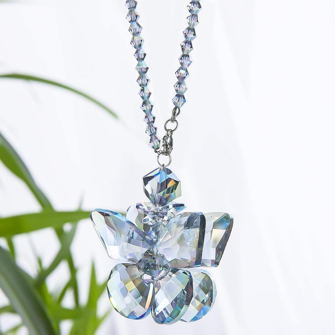 Crystal Glass Butterfly Car Key Charm Mirror Hanging Ornaments Gift (Butterfly-1)