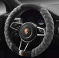 Luxury Fluffy Steering Wheel Cover for Men Women,Soft Warm Short Plush Steering Wheel Cover Gray Fuzzy with Universal 14.5-15 Inch