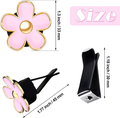 6 Pcs Daisy Flower Air Vent Clip Accessories Air Conditioning Outlet Clip Car Air Freshener Dashboard Accessories Charm Car Inter Decor(3 cm, 3.3 cm,Red, Pink, White)