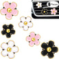 6 Pcs Daisy Flower Air Vent Clip Accessories Air Conditioning Outlet Clip Car Air Freshener Dashboard Accessories Charm Car Inter Decor(3 cm, 3.3 cm,Black, Pink, White)