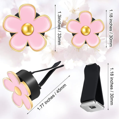 6 Pcs Daisy Flower Air Vent Clip Accessories Air Conditioning Outlet Clip Car Air Freshener Dashboard Accessories Charm Car Inter Decor(3 cm, 3.3 cm,Black, Pink, White)