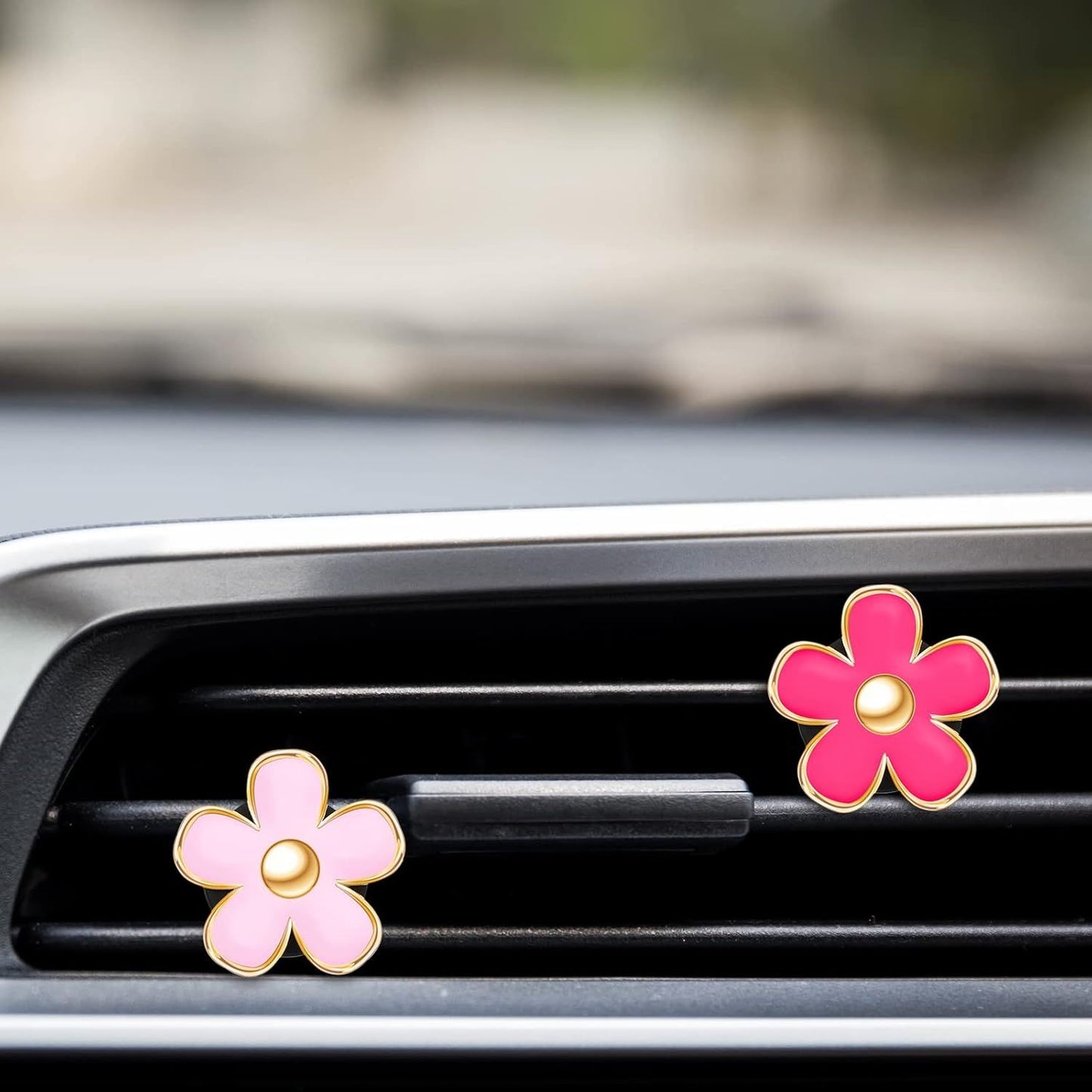 6 Pcs Daisy Flower Air Vent Clip Accessories Air Conditioning Outlet Clip Car Air Freshener Dashboard Accessories Charm Car Inter Decor(3 cm, 3.3 cm,Red, Pink, Black)