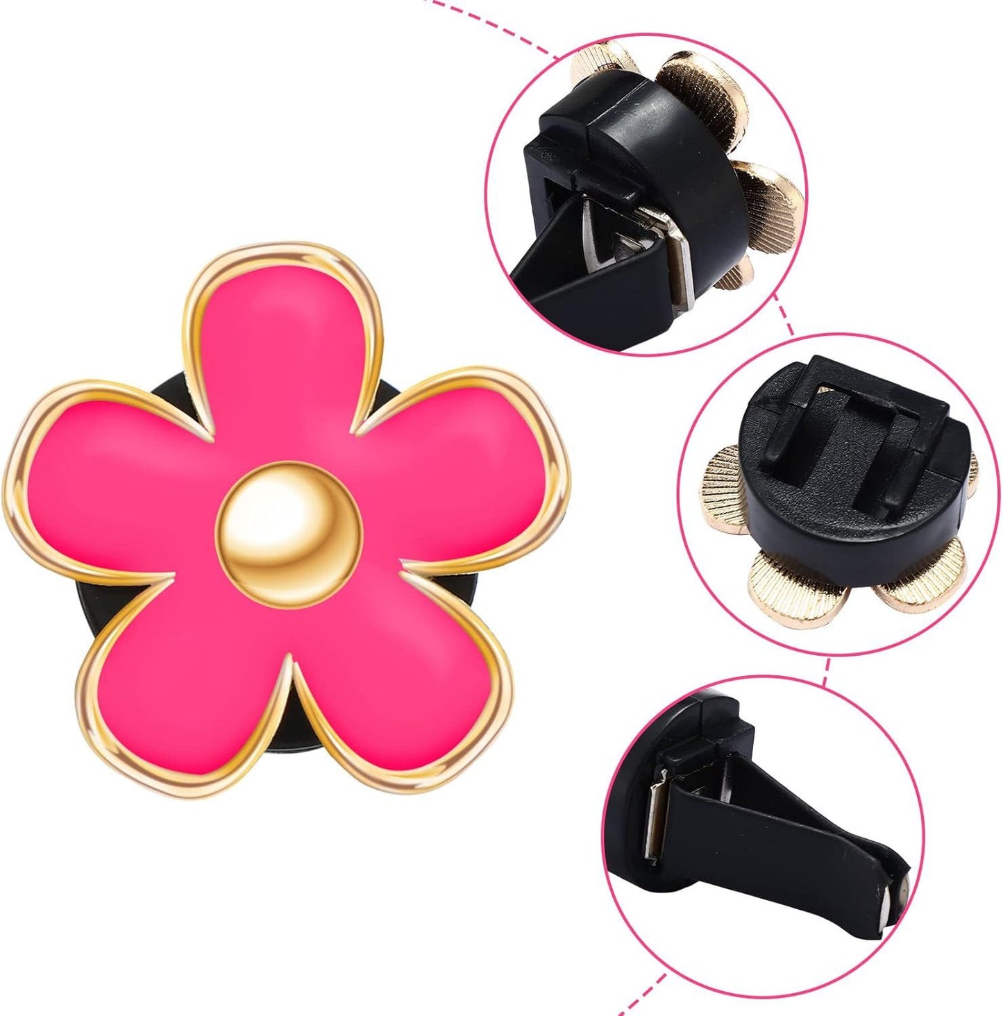 6 Pcs Daisy Flower Air Vent Clip Accessories Air Conditioning Outlet Clip Car Air Freshener Dashboard Accessories Charm Car Inter Decor(3 cm, 3.3 cm,Red, White, Black)
