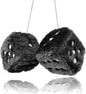 Pair 3” Black with White Dots Mirror Fuzzy Plush Dice, Black and White Soft Plush Car Decorative Hanging Ornament.