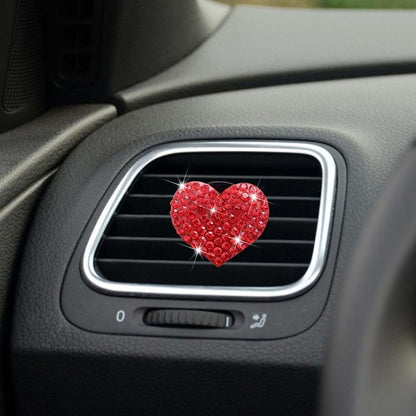 2 Pack Bling Car Vent Clip Decor, Diamond Cross & Heart Air Freshener - Women's Car Essentials (Red)