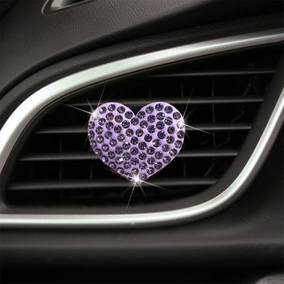 2 Pack Accessories, Crystal Cross & Heart Car Vent Clip Air Freshener, Diamond Car Decoration Essentials for Women (Purple)
