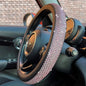 Bling Bling Comfy Steering Wheel Cover with Jumbo Crystal Rhinestones, Anti-Slip Diamond Leather, Universal 15 Inch (Pink)