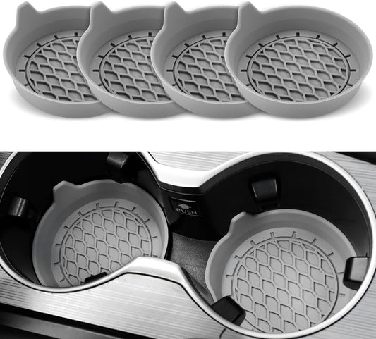 Car Cup Holder Coaster, Silicone Cup Holder Insert, Universal Non-Slip Cup Holders, Car Accessories Interior for Women and Man 4 Pack Gray