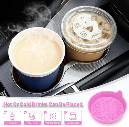 Car Cup Holder Coaster, Silicone Cup Holder Insert, Universal Non-Slip Cup Holders, Car Accessories Interior for Women and Man 4 Pack Pink