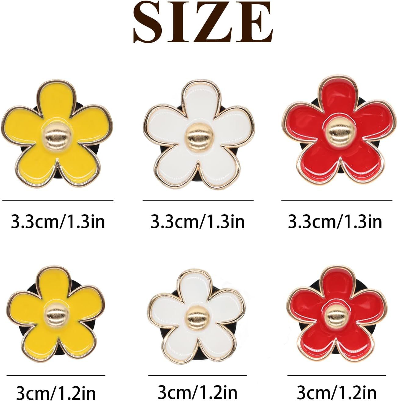 6pcs Flower Car Air Freshener Vent Clips,Red Yellow White Daisy Car Dashboard Accessories,3.3cm/3cm Flower Air Vent Clip for Women,Refillable Car Diffuser Decor