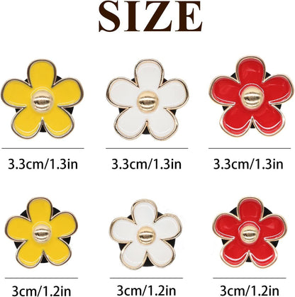 6pcs Flower Car Air Freshener Vent Clips,Red Yellow White Daisy Car Dashboard Accessories,3.3cm/3cm Flower Air Vent Clip for Women,Refillable Car Diffuser Decor