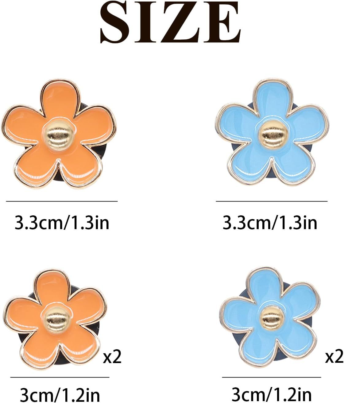 Flower Car Accessories,6pcs Daisy Car Air Freshener Vent Clips,3.3cm/3cm Blue Orange Flowers Decor,Refillable Diffusers for Women