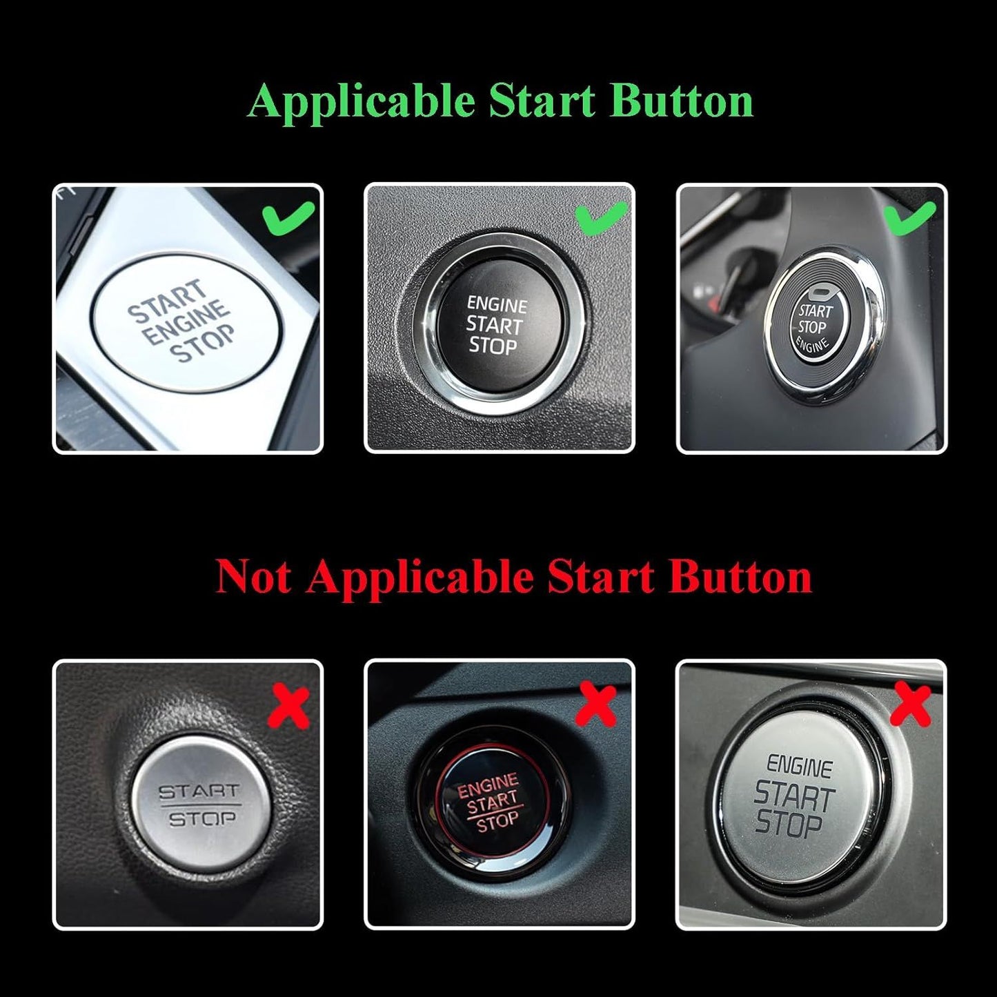 Bow Car Accessories,Pink Bow Tie Push Start Button Rhinestone Ring,Black Engine Start Stop Button Ring Car Decor,Bling Girly Ignition Charm
