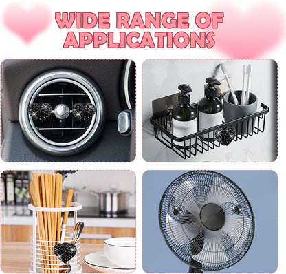 4PCS Heart-Shaped Car Vent Clips with Rhinestone,Bling Air Vent Clips Car Decorations,Premium Shiny Car Clips for Vents Accessories Interior (Black)