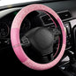 Leopard Steering Wheel Cover for Women, Cute Anti-Slip Microfiber Leather, Universal Fit 14.5-15 Inch Round Steering Wheel - Full Pink