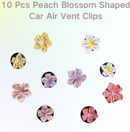 10 PCS Flower Car Air Freshener Vent Clips, Cute Pink Car Interior Decor Accessories, Aromatherapy Car Vent Clips for Women, Universal Car Air Outlet Decoration