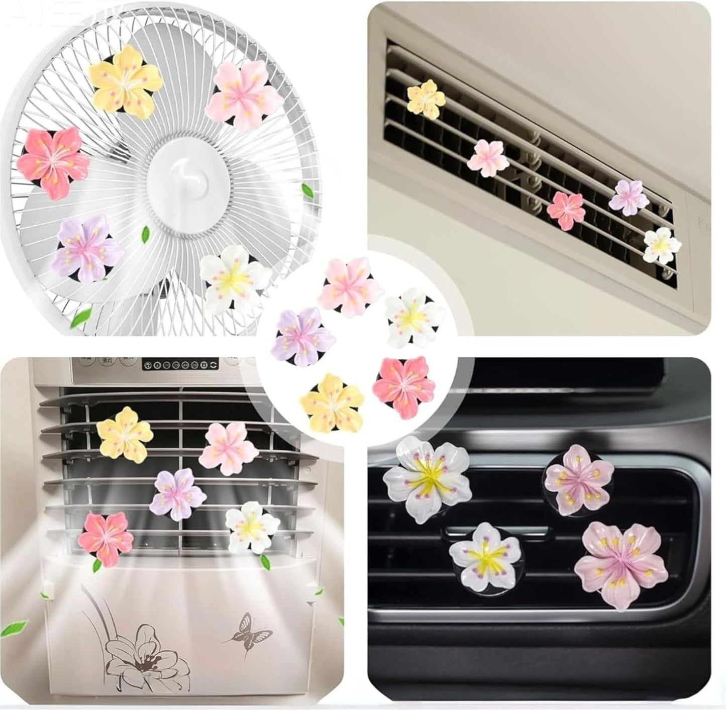 10 PCS Flower Car Air Freshener Vent Clips, Cute Pink Car Interior Decor Accessories, Aromatherapy Car Vent Clips for Women, Universal Car Air Outlet Decoration
