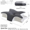 Butterfly Shaped Memory Foam Pillow, Ergonomic Orthopedic Support Pillow for Neck Pain Relief, Ice‑Silk Cover Sleep Pillow for Side Back Stomach Sleeper, Queen Size 60×40×13cm, Dark Grey