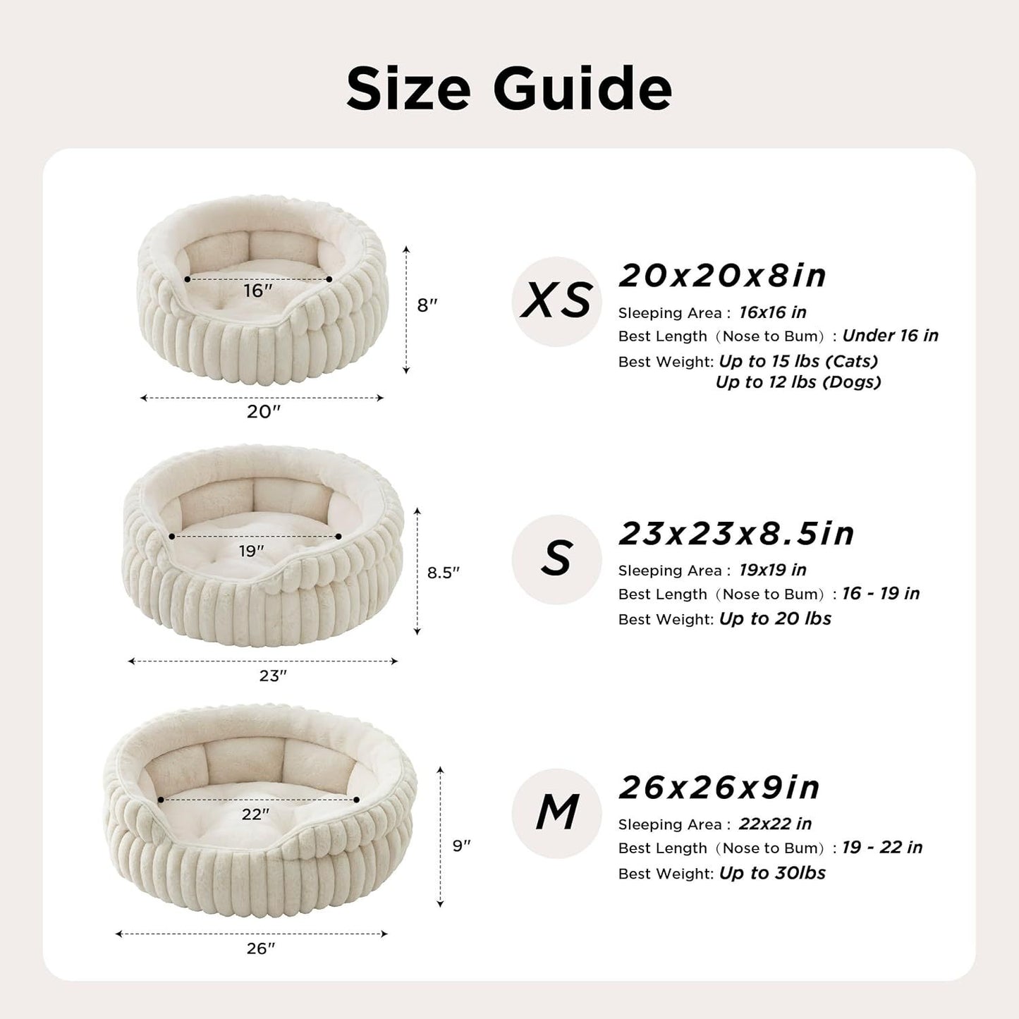 Medium Dog Bed, Washable Cute Pet Bed, Super Soft Corduroy Round Cat Bed with Anti-Slip Bottom, 26''x26''x9'', Warm Gray