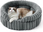 Cat Bed, Washable Round Cute Cat Beds for Indoor Cats, Super Soft Corduroy Pet Bed for Puppy and Kitten with Anti-Slip Bottom, 23''x23''x8.5'', Warm Gray