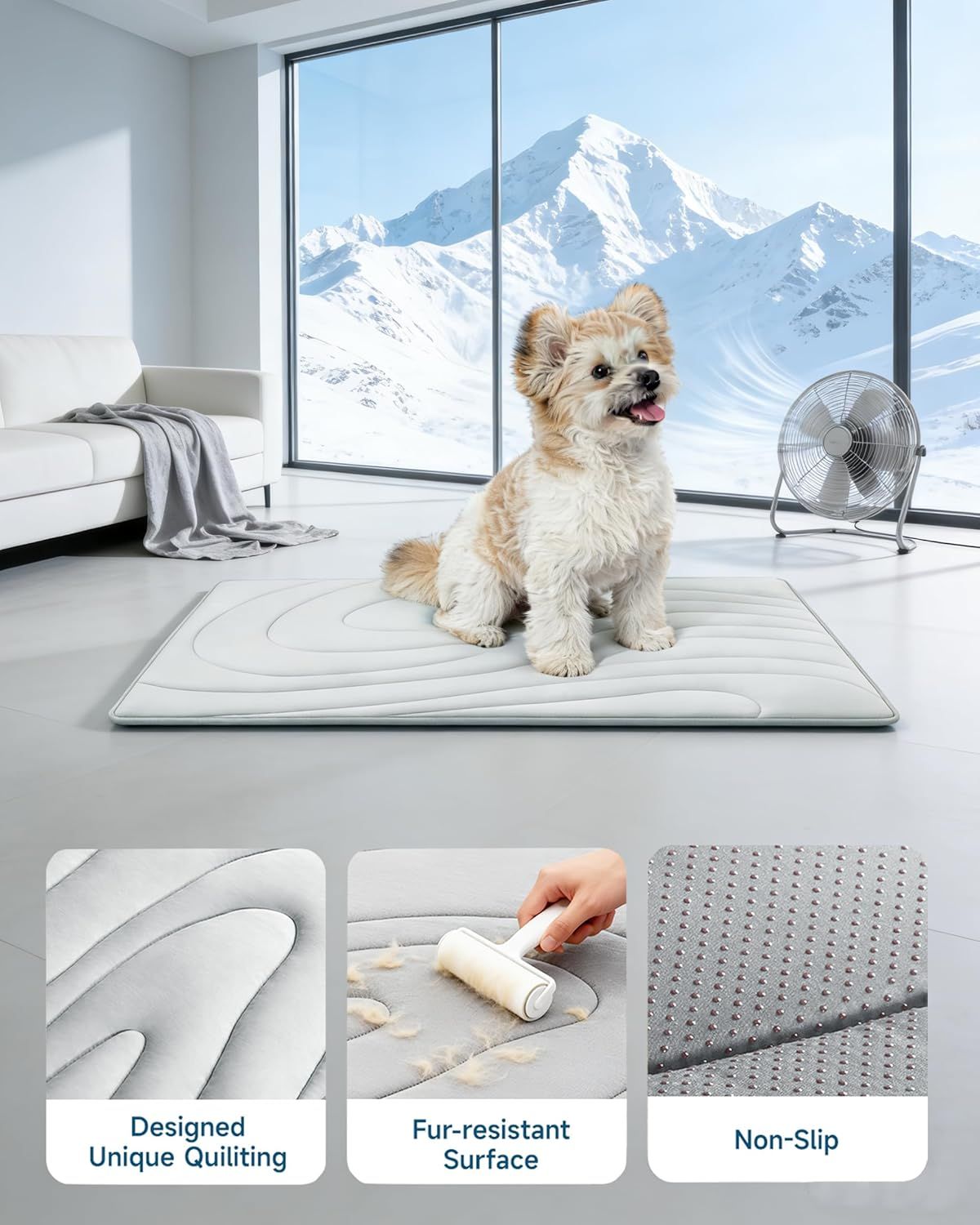 Cooling Mat for Dogs, 36"x23" Self-Cooling Dog Bed with Arc-Chill Technology 3.0, Non-Slip Washable Pet Cooling Pad for Small & Medium Dogs, Indoor Outdoor Kennel Floor Use - Grey