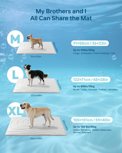 Cooling Mat for Dogs, 59" x 40" Self-Cooling Dog Bed with Arc-Chill Technology 3.0, Non-Slip Washable Pet Cooling Pad for X-Large Dogs, Indoor Outdoor Kennel Floor Use - Grey