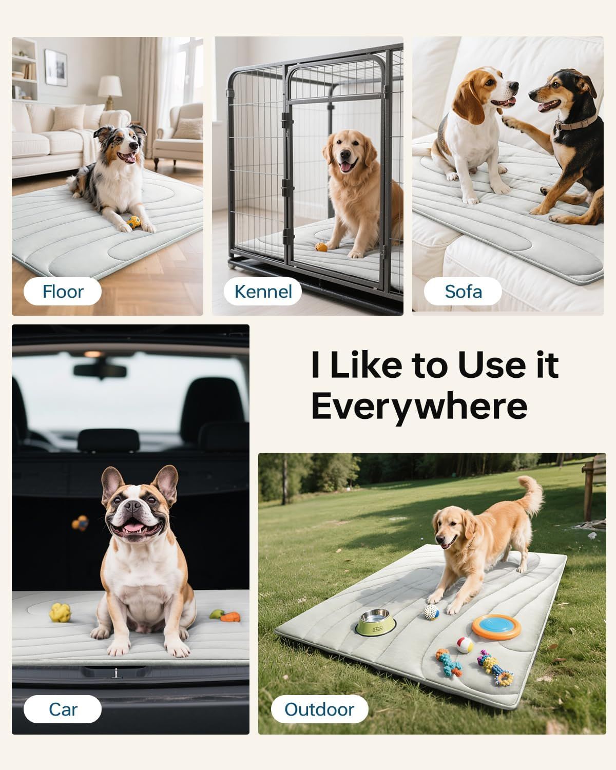 Cooling Mat for Dogs, 59" x 40" Self-Cooling Dog Bed with Arc-Chill Technology 3.0, Non-Slip Washable Pet Cooling Pad for X-Large Dogs, Indoor Outdoor Kennel Floor Use - Grey