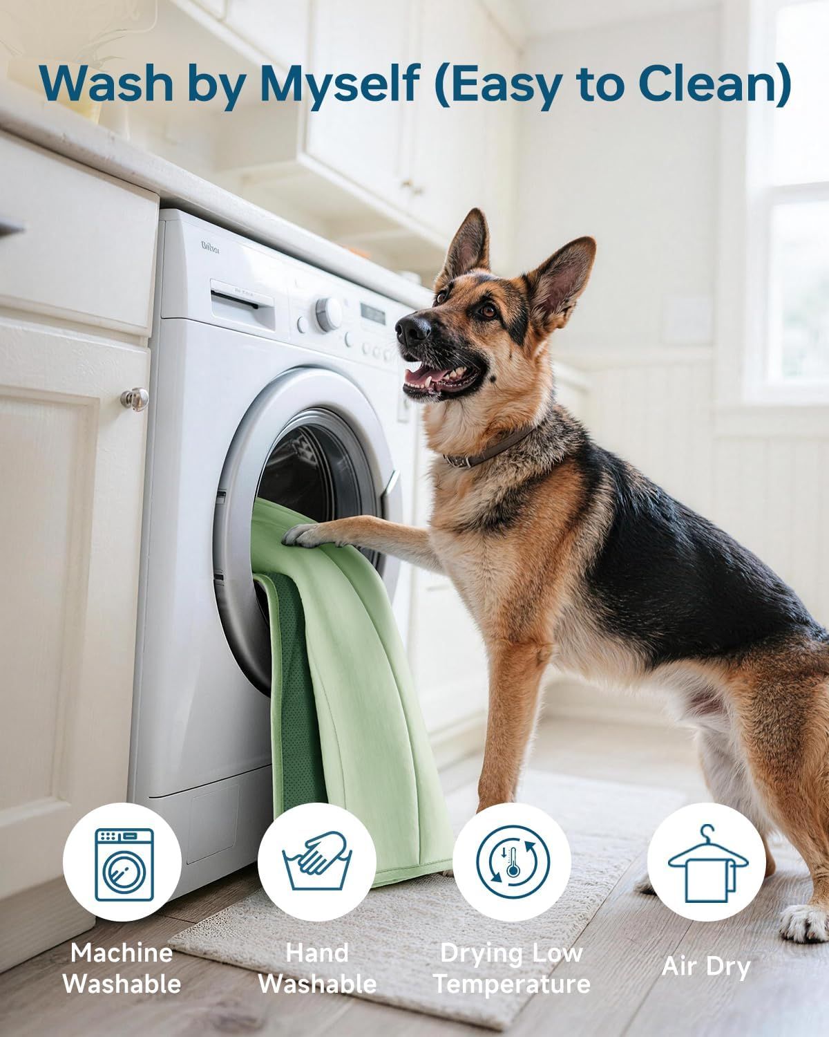 Cooling Mat for Dogs, 48" x 28" Self-Cooling Dog Bed with Arc-Chill Technology 3.0(QMAX>0.5), Non-Slip Washable Pet Cooling Pad for Large Dogs, Indoor Outdoor Floor Mat - Green