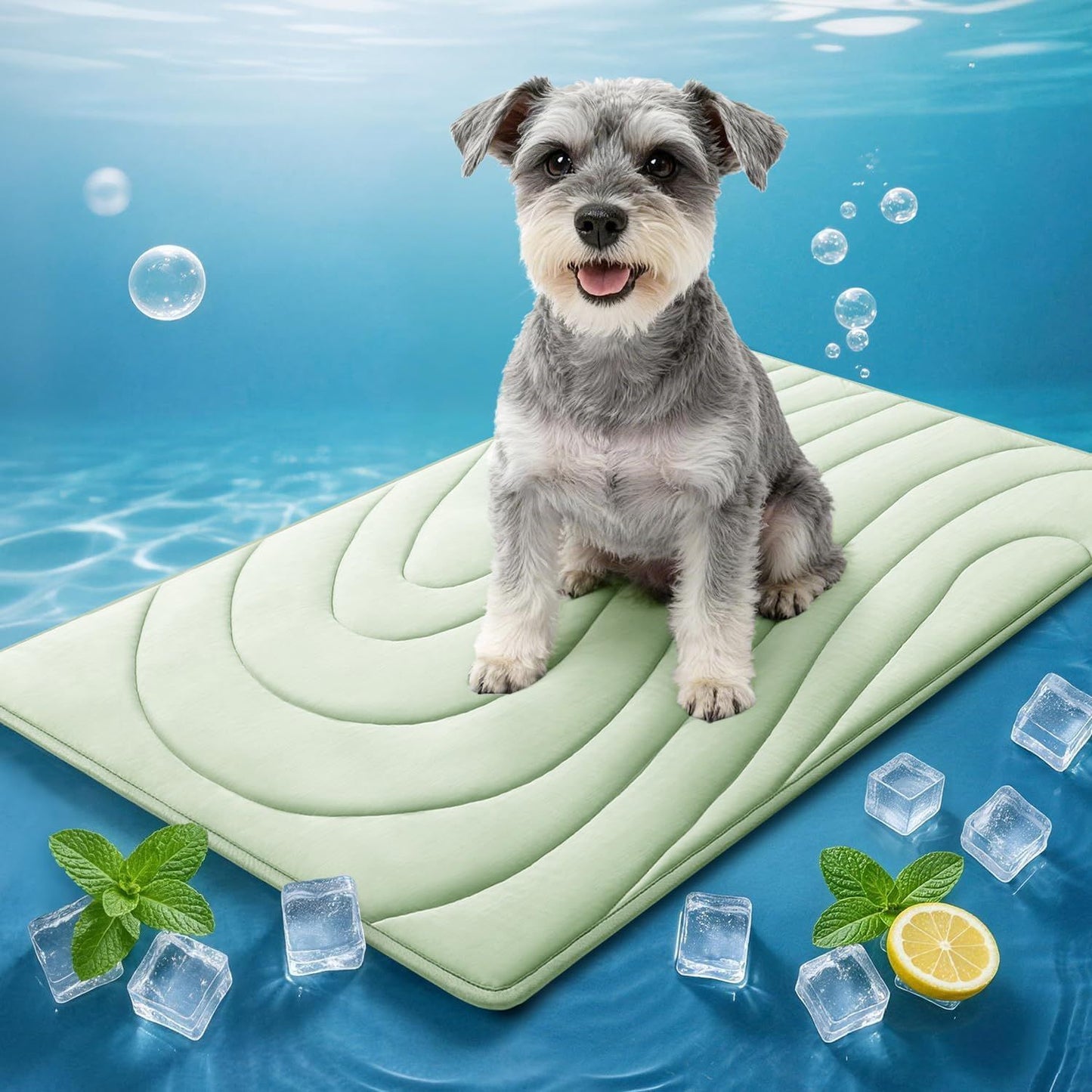 Cooling Mat for Cats, 36"x23" Self-Cooling Dog Bed with Arc-Chill Technology 3.0(QMAX>0.5), Non-Slip Washable Pet Cooling Pad for Small & Medium Dogs, Indoor Outdoor Floor Mat - Green