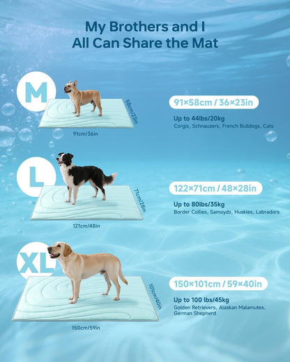 Cooling Mat for Dogs, 36"x23" Self-Cooling Pet Bed - Advanced Arc-Chill Technology 3.0 for Instant Cool, Non-Slip Washable Floor Mat for Small & Medium Dogs, Indoor Outdoor Use - Blue