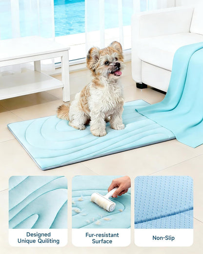 Cooling Mat for Dogs, 36"x23" Self-Cooling Pet Bed - Advanced Arc-Chill Technology 3.0 for Instant Cool, Non-Slip Washable Floor Mat for Small & Medium Dogs, Indoor Outdoor Use - Blue