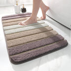 Soft Absorbent Bath Mat Non‑Slip Bathroom Rug Machine Washable 40x60cm Beige Striped