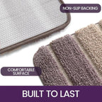 Soft Absorbent Bath Mat Non‑Slip Bathroom Rug Machine Washable 40x60cm Beige Striped