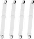 Bed Sheet Straps,  Adjustable Elastic Fitted Sheet Corner Holders Straps to Stay in Place, Non-Slip Fasteners Clips Compatible for Crib to King Size Bed, White 4Pcs