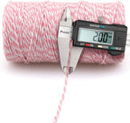 Pink and White Twine String, 328 Feet Christmas Bakers Twine String, 2MM Heavy Duty Packing String for DIY Crafts, Christmas Decoration, Gift Wrapping, Craft Wrapping