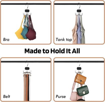 3 Pack Tank Top Hangers, 2026 Upgraded Bra Hanger for Closet Organizer & Storage, 360° Rotating & Foldable Design, Wooden Space-Saving Hanger for Tank Tops, Bras and More (Black)