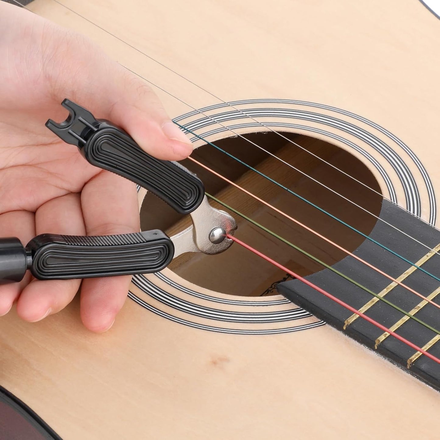 Guitar String Winder, Professional Guitar Tools Bridge Pin Puller and Cutter Musical Instrument String Winder 3 In 1 Tool for Repairing Restringing of Acoustic Electric Guitars (Black)
