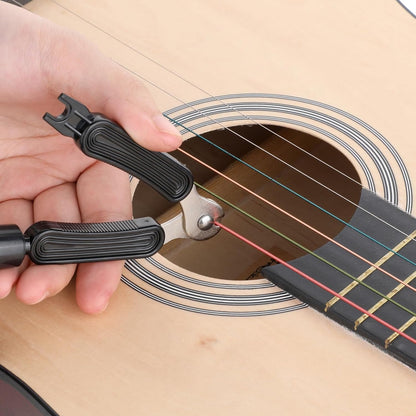 Guitar String Winder, Professional Guitar Tools Bridge Pin Puller and Cutter Musical Instrument String Winder 3 In 1 Tool for Repairing Restringing of Acoustic Electric Guitars (Black)