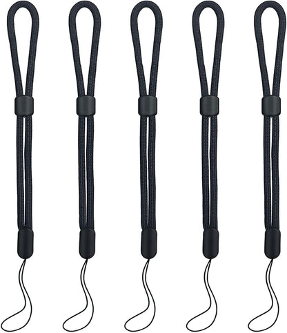 5PCS Wrist lanyard, 8.8 inch Hand Wrist Strap Lanyard, Adjustable Nylon Wristlet Straps for Cell Phone, Camera, GoPro, PSP, USB Flash Drives, Flashlight (Black)