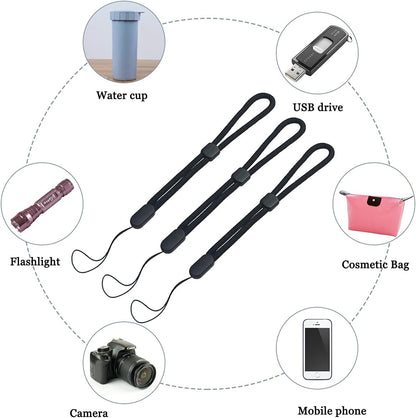5PCS Wrist lanyard, 8.8 inch Hand Wrist Strap Lanyard, Adjustable Nylon Wristlet Straps for Cell Phone, Camera, GoPro, PSP, USB Flash Drives, Flashlight (Black)