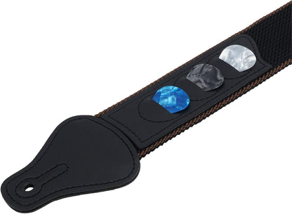 Guitar Strap, Soft Cotton Straps With 3 Pick Holders, Button Headstock Adaptor, 1 Pair Locks and 3 Picks Set For Electric/Acoustic Guitar