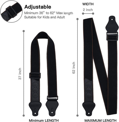 Guitar Strap, Soft Cotton Straps With 3 Pick Holders, Button Headstock Adaptor, 1 Pair Locks and 3 Picks Set For Electric/Acoustic Guitar